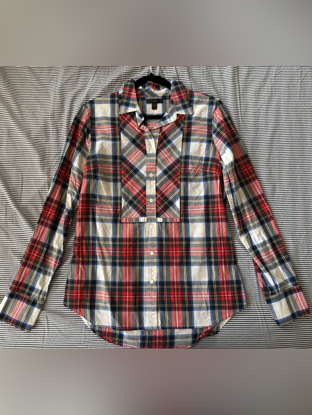 J. Crew Red, Blue and White Plaid Button-Down Shirt
